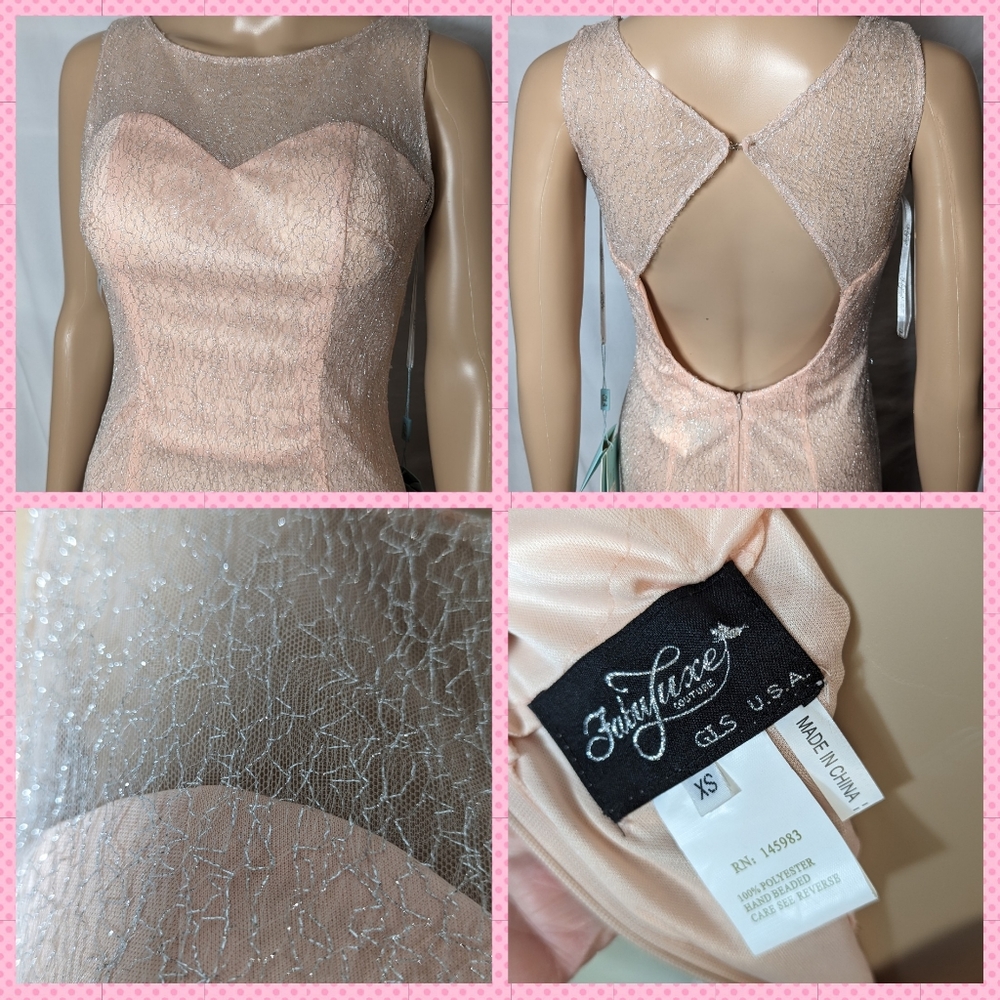 Fabuluxe limited edition pink prom formal fit&flare mini train gown sz XS NEW - Picture 2 of 10